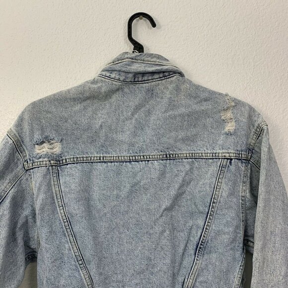Mango Distressed Light Wash Denim Jackets - Picture 5 of 10